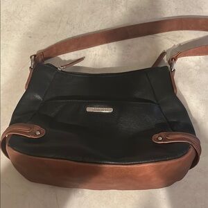 Stone & Co. Black and Brown Shoulder Bag with Slouchy Design